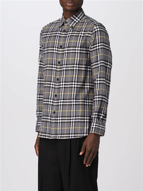 mens grey burberry shirt|burberry flannel shirt men's.